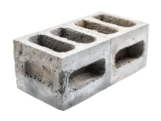 Building block construction process industrial site concrete material. Isolated on transparent background, png.