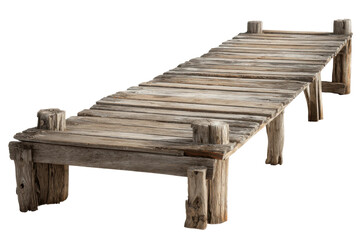 Wooden dock structure tranquil setting architectural design nature. Isolated on transparent background, png.
