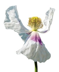 opium poppy white flower papaver somniferum isolated