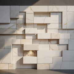 Abstract Stone Wall Texture with Geometric Pattern in Grey Style