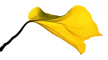 Naklejka premium Vibrant Yellow Leaf Isolated on White Background Botanical Art
