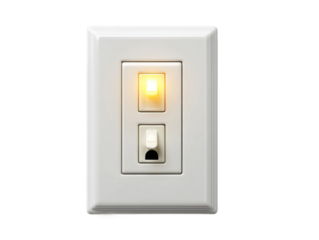 Light switch activation home interior image modern design close-up. Isolated on transparent background, png.