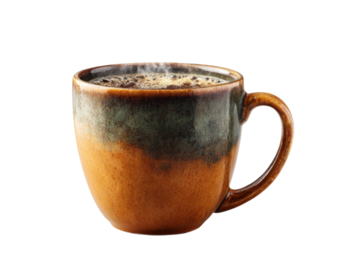 Warm coffee vibes cozy kitchen close-up beverage photography. Isolated on transparent background, png.