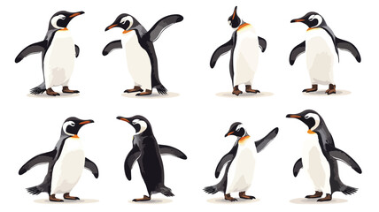 Fototapeta premium Penguin Characters in Various Actions Set