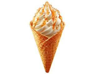 Indulging in colorful ice cream cone dessert at vibrant. Isolated on transparent background, png.