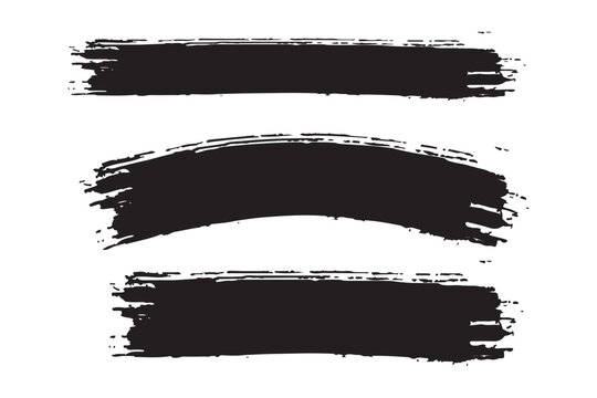 Vector brush streaks pack marker ink strokes grunge. Collection of vector paint bold brush strokes, hand drawn thick grunge lines and rectangle shapes modern grunge. EPS 10