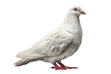 Naklejka premium Graceful white pigeon in studio wildlife photography close-up. Isolated on transparent background, png.