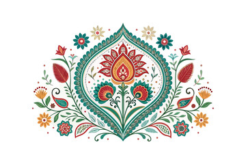 Kashmiri New Flower Color vector on white background.01