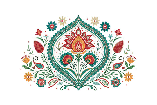 Kashmiri New Flower Color vector on white background.01