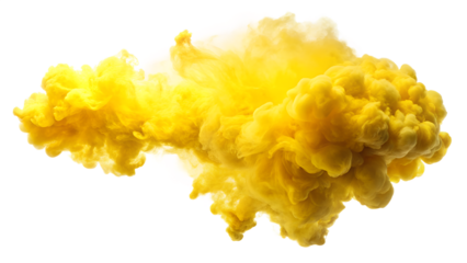 A bright yellow smoke cloud erupts with energy on a transparent background