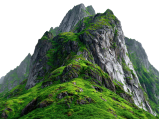 Exploring majestic mountain peaks nature scene green landscape. Isolated on transparent background, png.