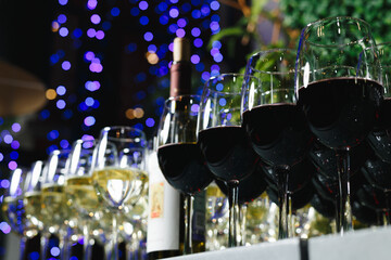 Wine Glasses with Festive Bokeh Lights