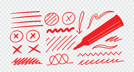 Obraz premium Red marker and handdrawn elements for design