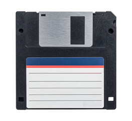 Retro computer floppy disk isolated on transparent background
