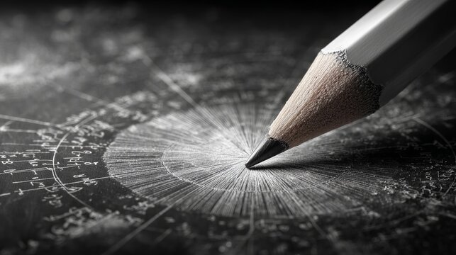 Precision pencil drawing intricate mathematics, black background, art, concept, design, science, education, math, equations, learning, knowledge, complex. - Powered by Adobe