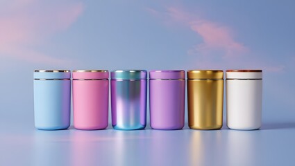 Colorful insulated tumblers stainless steel thermos water bottle mockup product shot