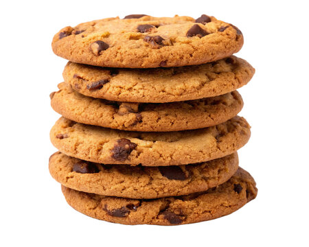 Chocolate chip cookies isolated on white background