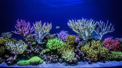 Obraz premium Vibrant Underwater Coral Reef Scene with Fish