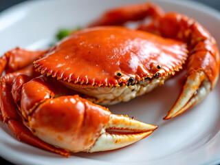 Grilled Red Crab. Delicious Roasted Sea Crab. Appetizing Crab on Plate