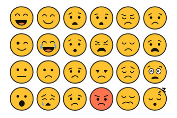 Fototapeta premium Cartoon face expression set in vector illustration of emotion