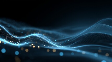 Abstract Blue Wave Particle Background Digital Art Design Modern Elegant Technology Futuristic Glowing Shiny Network Data Flow Illustration Graphic Texture Image dark    