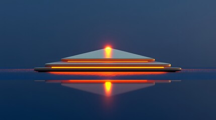 Futuristic Neon Pyramid Abstract 3D Render