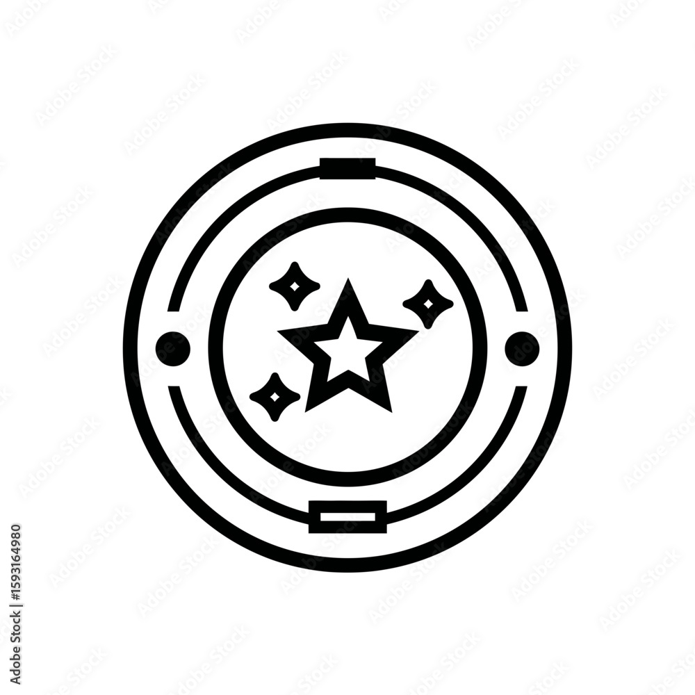 Poster Abstract star shines brightly within circular design element displaying graphic pattern symbolic form