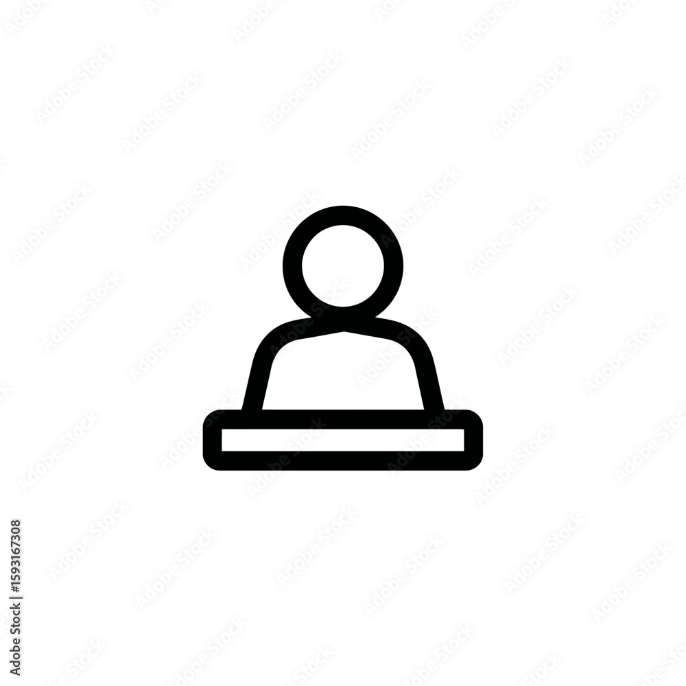 Poster user avatar submits form at desk in white minimalist scene web design element