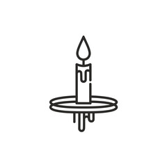 Obraz premium Candle burns brightly atop holder illuminating simple isolated background detail