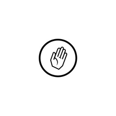 Obraz premium Outlined hand symbol within a white circle gesturing halt minimal graphic