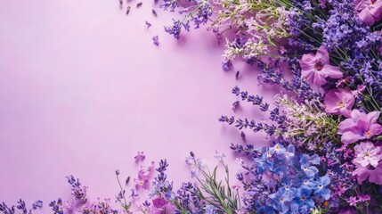 Obraz premium Vibrant pastel purple floral border