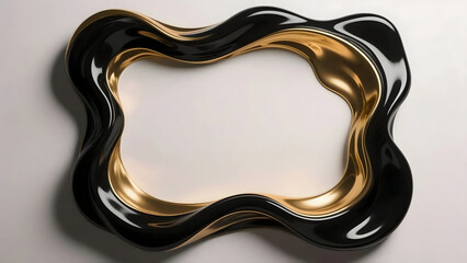 Modern Glossy Abstract Frame with Black and Gold Color Decoration Element