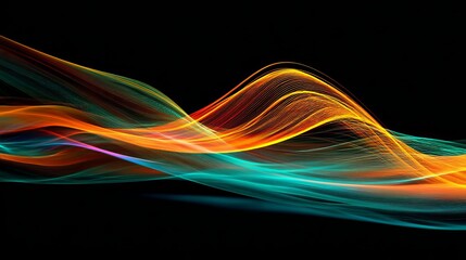 Naklejka premium Abstract Orange Teal Wave Flow Dynamic Energy Design Background Illustration Digital Art Modern Graphic Design Vibrant Color Swirl Smooth Lines Artistic Trendy Texture 