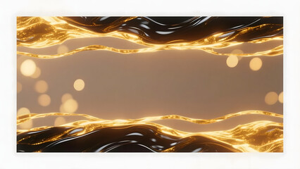 Elegant Abstract Golden Wave Border with Bokeh Background Illustration