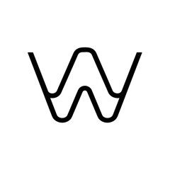 Abstract letter w forms pattern graphic simple white background