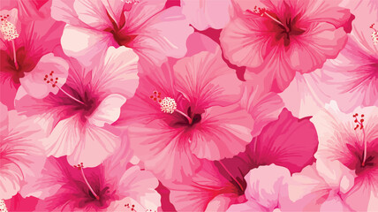 Vibrant Pink Hibiscus Flowers Close-Up