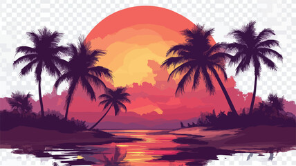 Fototapeta premium Tropical Summer Island Palm Tree Sticker