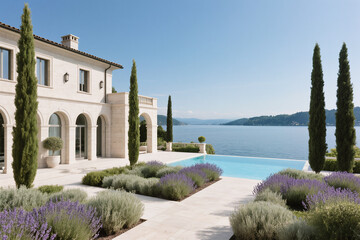 Naklejka premium Sustainable Architecture with Nature-Focused Design and Warm Tones
