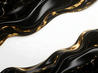 Elegant Liquid Black and Gold Marble Effect Frame Graphic Element