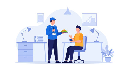 Convenient Meal Delivery Service Bringing Food Directly To Client At Workplace