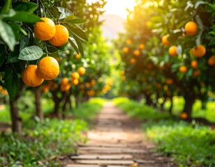Orange orchard path