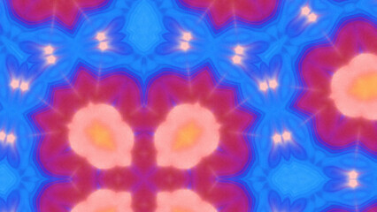 Naklejka premium Abstract Radiant Burst with Soft Grain Texture, Symmetrical Glow Pattern in Psychedelic Style, Radiating Circular Abstract with Subtle Noise, Kaleidoscopic Starburst with Gradient Flow