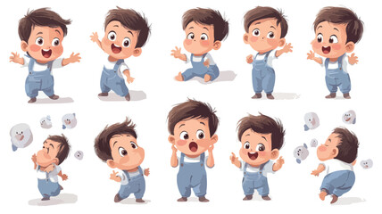 Fototapeta premium Adorable Baby Vector Characters in Various Actions