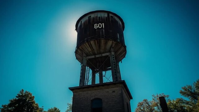 Old Water Tower Against Blue Sky
