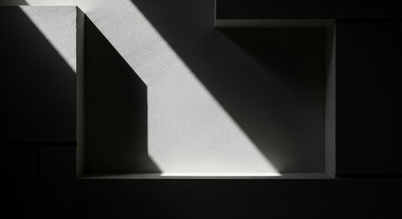 Abstract geometric shadows on a textured wall surface