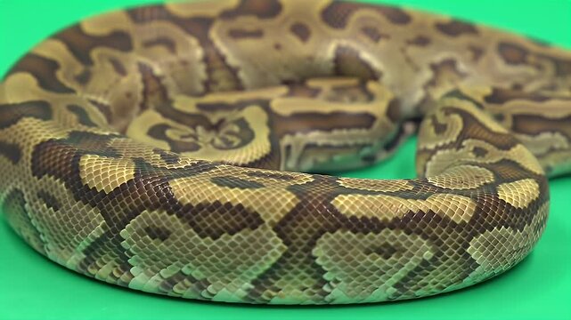 3D Realistic Ball Python Python Regius Isolated on Green Screen Background
