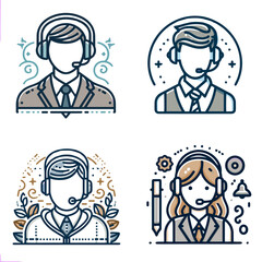Fototapeta premium Student with headset in various styles and modern designs 