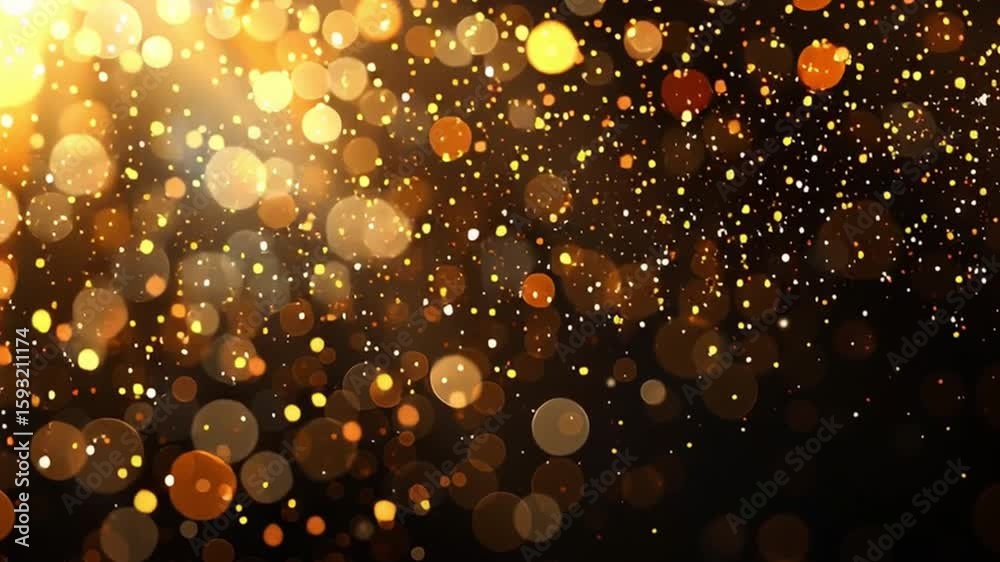 Poster golden bokeh lights shimmering abstract background for festive celebrations, creating warm atmospher