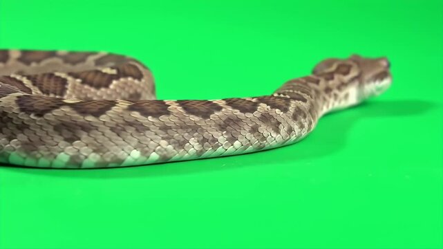 3D Realistic Sidewinder Crawling Across Isolated Green Screen A Desert Venomous Snake Crotalus Cerastes