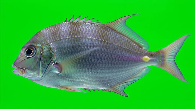 3D Realistic Senegal Bichir Polypterus Senegalus Isolated on Green Screen